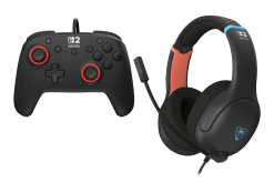 Headset - Airlite Fit Wired Gaming Headset --harcoal Black + Rematch Wired-ontroller for Nintendo Switch 2 Bundle